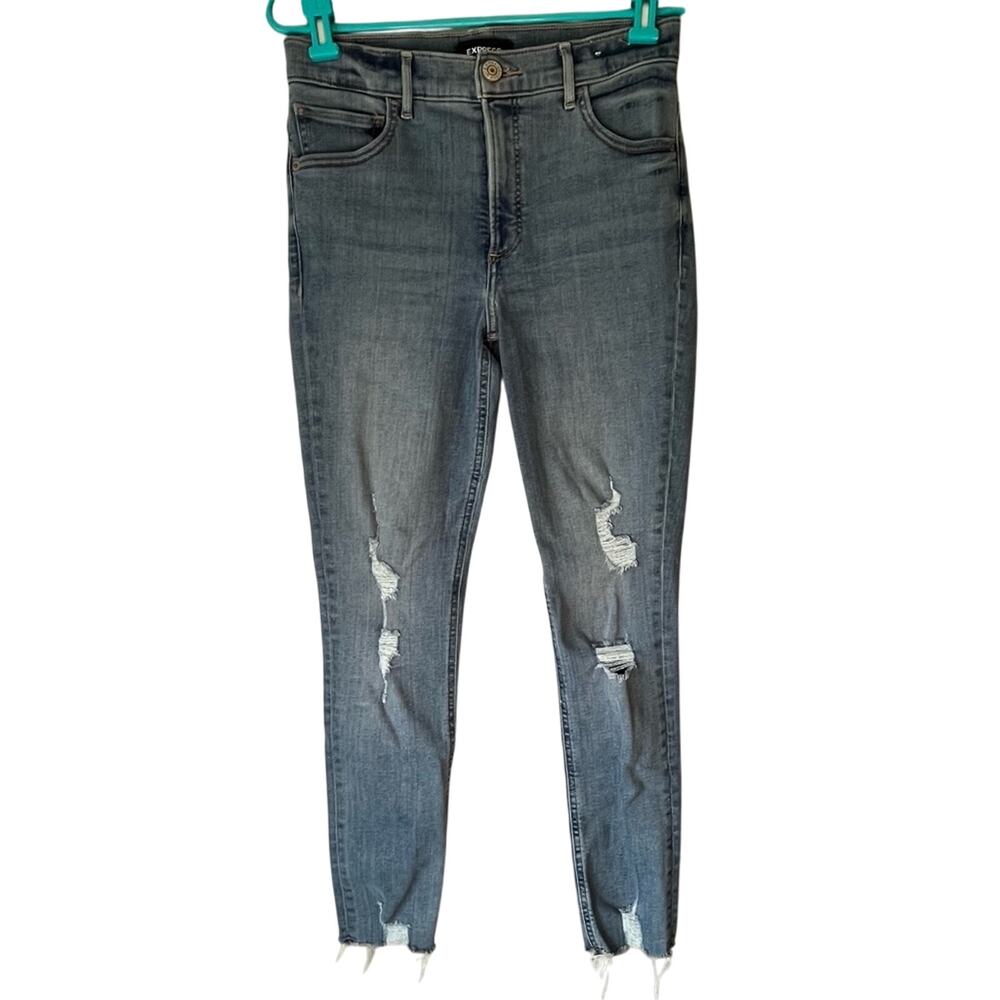 Express Distressed Stretch+ Ankle Skinny High Rise Jean Size 4 Regular